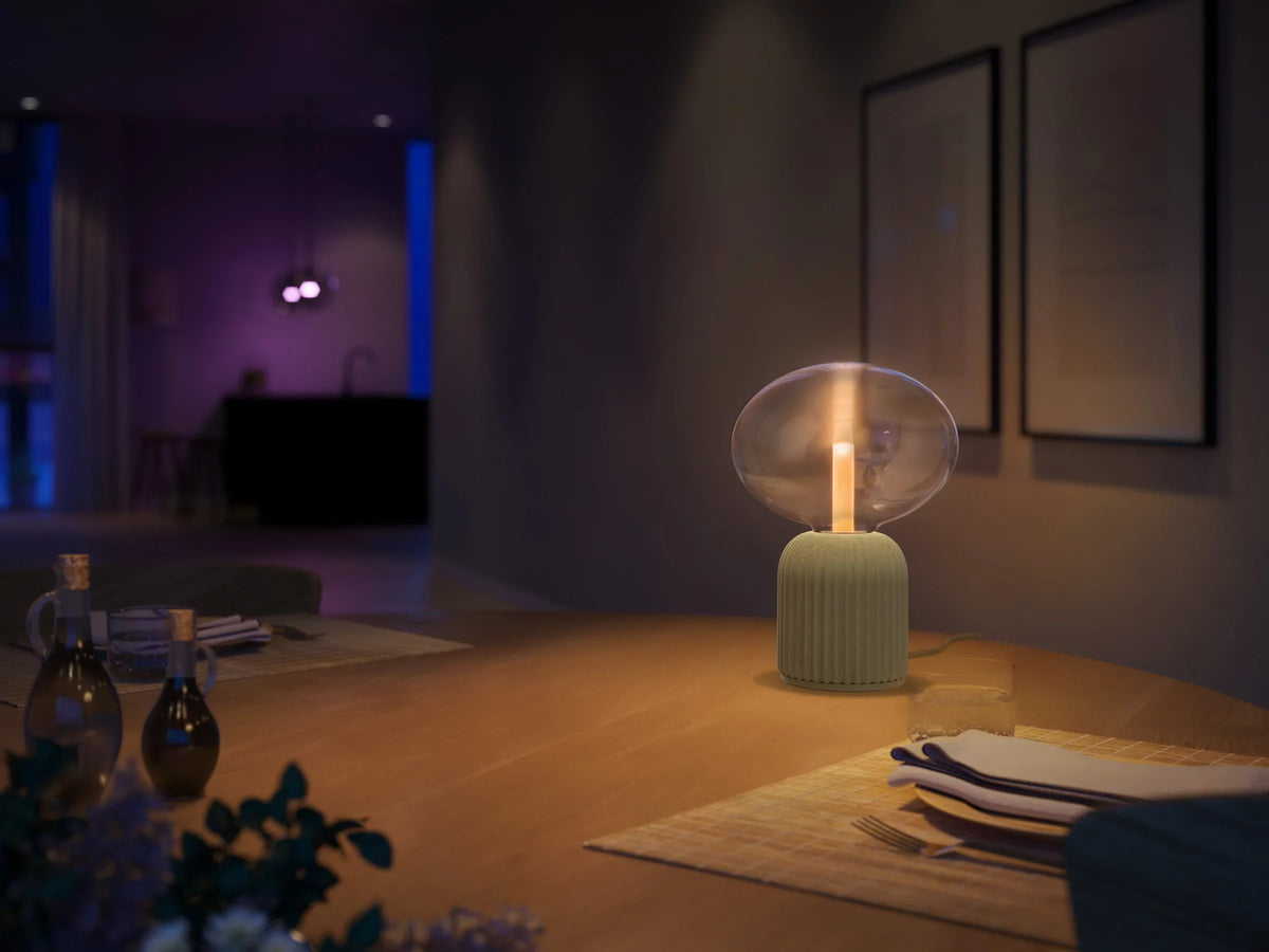 Lightguide ellipse + dome table lamp (sage)